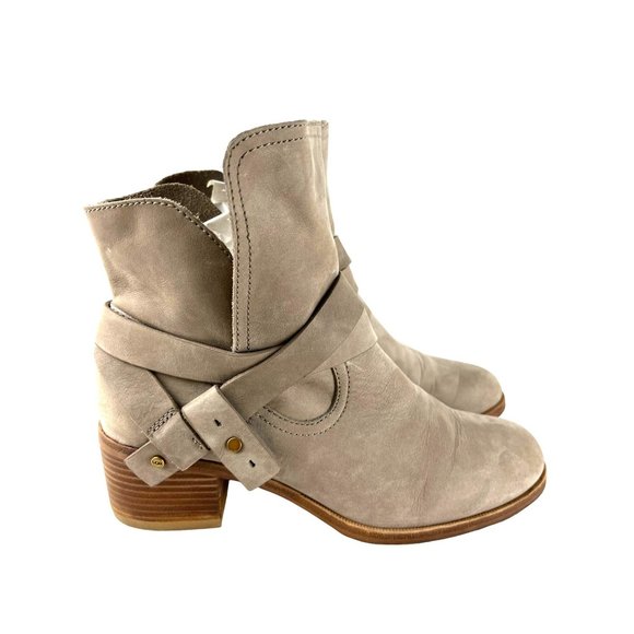 UGG Elora Sahara Grey Suede Leather Ankle Boots, Women's Size 10 - Picture 5 of 16